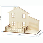 Holzhaus-Geldgeschenk mit Maßangaben: 25 cm breit, 17,5 cm hoch, 12 cm tief
