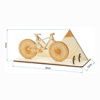 Holz-Mountainbike-Geldgeschenk mit Maßangaben: 25 cm breit, 11 cm hoch, 12 cm tief
